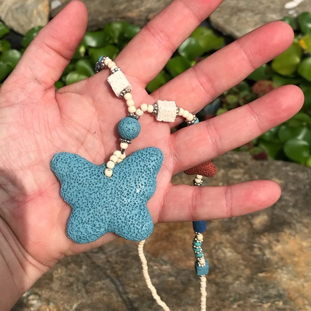 Multi Color Lava Butterfly Necklace - Picture 7 of 8